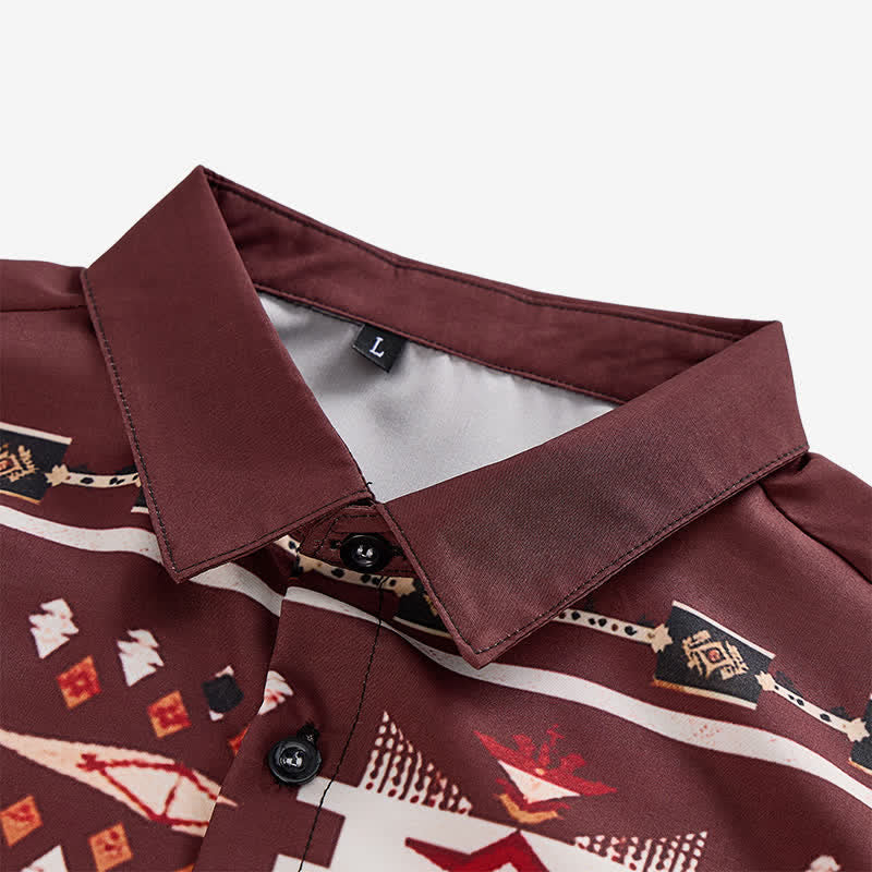 Camicia da uomo con stampa azteca in stile sud-occidentale, con bottoni. - image 4