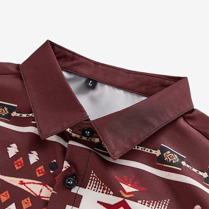 Camicia da uomo con stampa azteca in stile sud-occidentale, con bottoni. - image 4