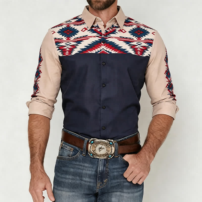 Camicia western da uomo Rugged Spirit con stampa azteca del sud-ovest - image 1