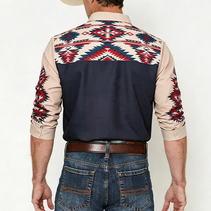 Camicia western da uomo Rugged Spirit con stampa azteca del sud-ovest - image 2