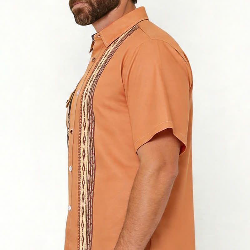 Camicia etnica western da uomo con stampa geometrica azteca - image 3