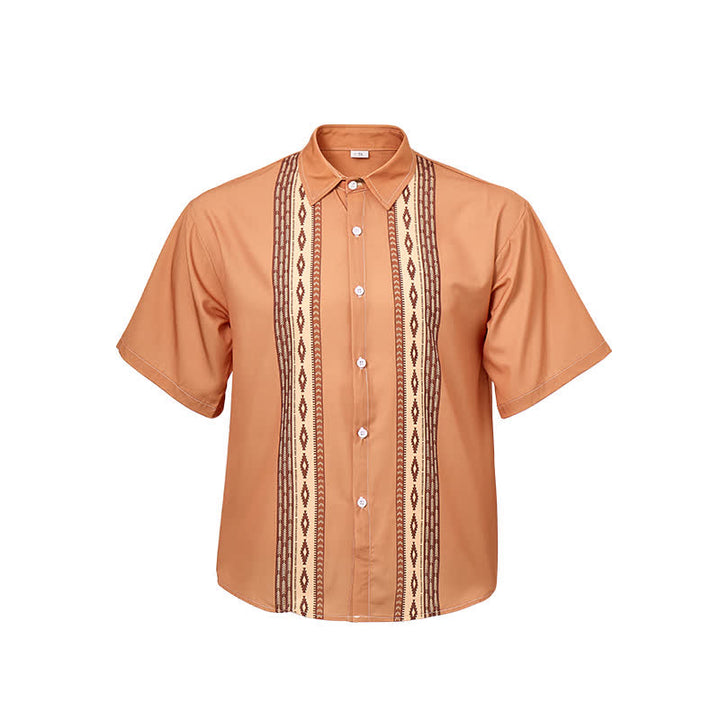 Camicia etnica western da uomo con stampa geometrica azteca - image 8
