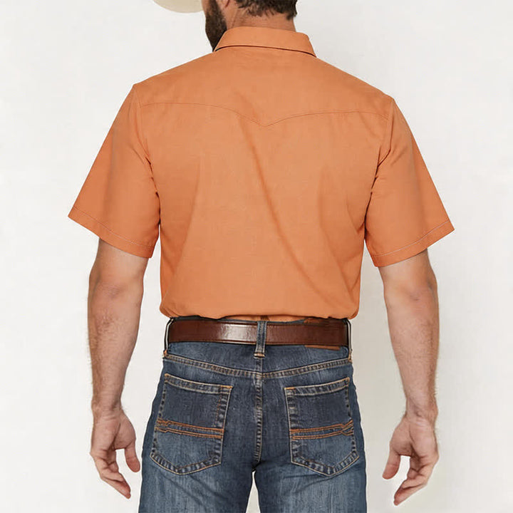 Camicia etnica western da uomo con stampa geometrica azteca - image 2