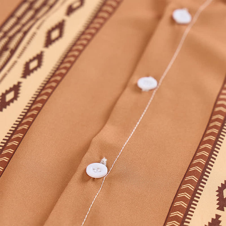 Camicia etnica western da uomo con stampa geometrica azteca - image 5