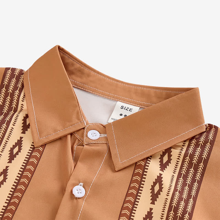 Camicia etnica western da uomo con stampa geometrica azteca - image 4
