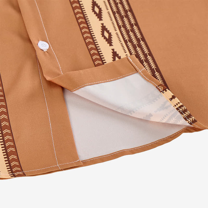 Camicia etnica western da uomo con stampa geometrica azteca - image 6