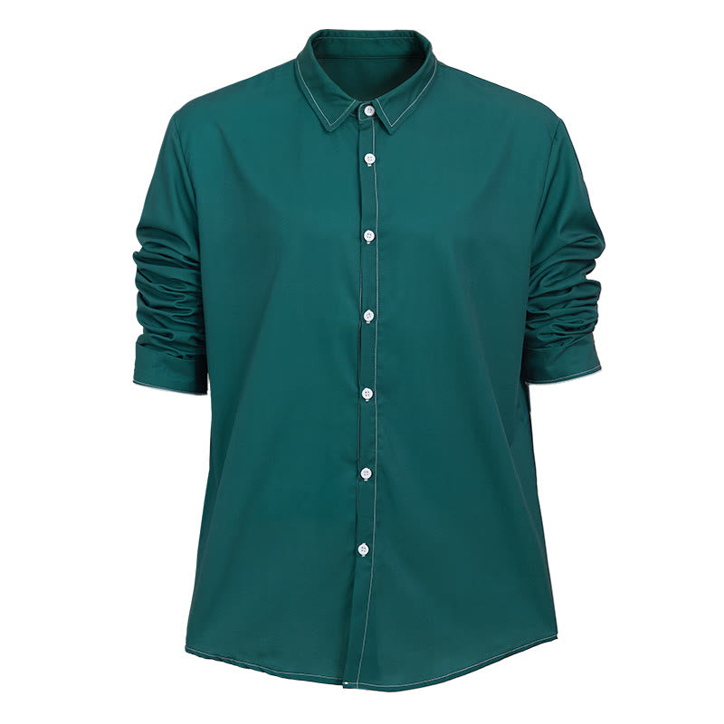 Camicia da uomo a maniche lunghe in stile retrò, elegante e sofisticata. - Verde scuro - 6XL - image 17