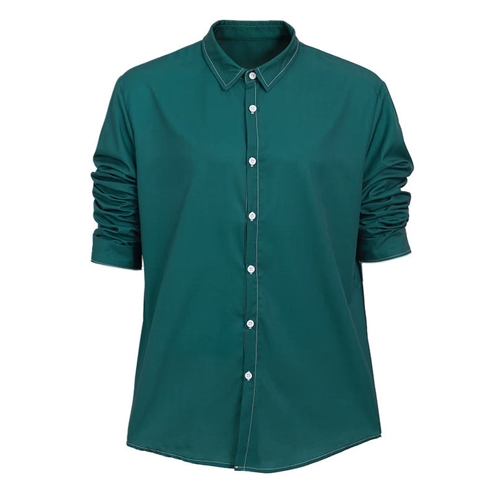 Camicia da uomo a maniche lunghe in stile retrò, elegante e sofisticata. - Verde scuro - 6XL - image 17