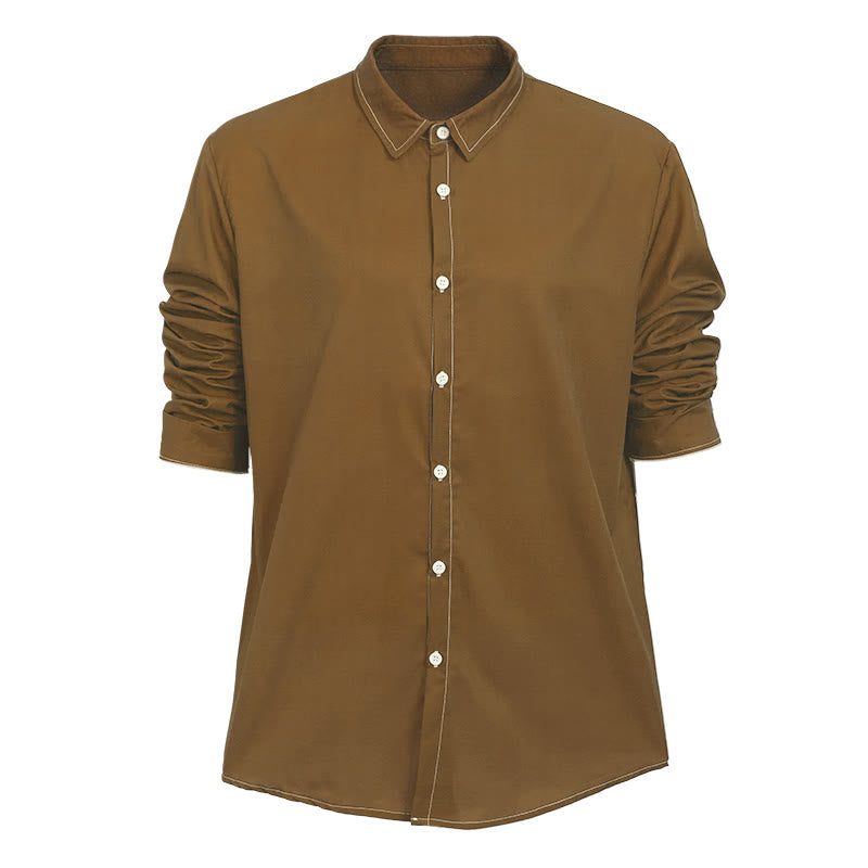 Camicia da uomo a maniche lunghe in stile retrò, elegante e sofisticata. - Marrone - 6XL - image 27