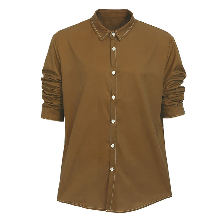 Camicia da uomo a maniche lunghe in stile retrò, elegante e sofisticata. - Marrone - 6XL - image 27