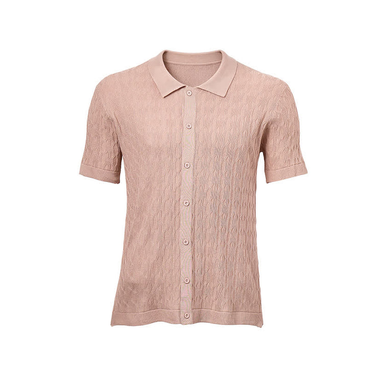 Camicia da uomo a maniche corte con bottoni, in maglia testurizzata - image 10