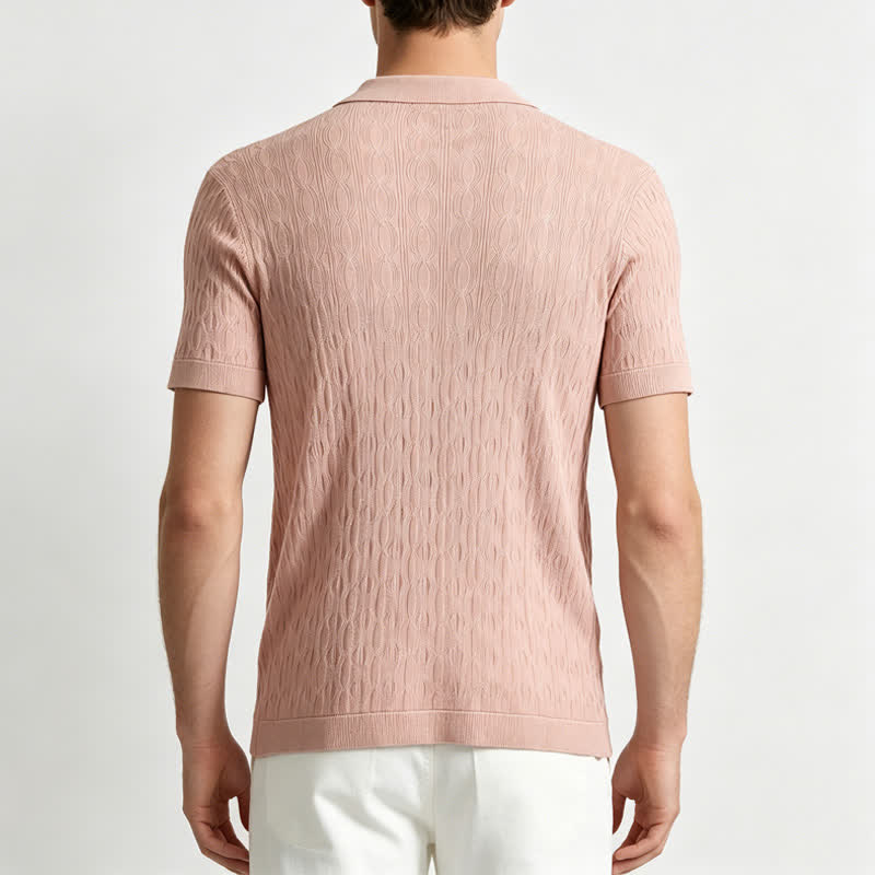 Camicia da uomo a maniche corte con bottoni, in maglia testurizzata - image 2