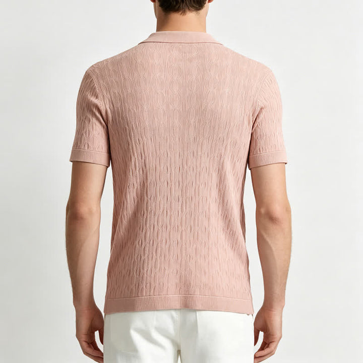 Camicia da uomo a maniche corte con bottoni, in maglia testurizzata - image 2