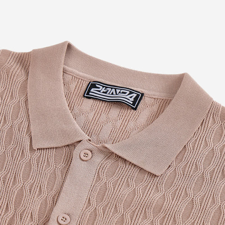 Camicia da uomo a maniche corte con bottoni, in maglia testurizzata - image 6