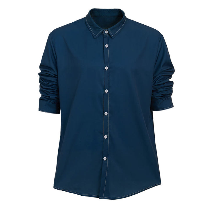 Camicia da uomo a maniche lunghe in stile retrò, elegante e sofisticata. - Blu - 6XL - image 13