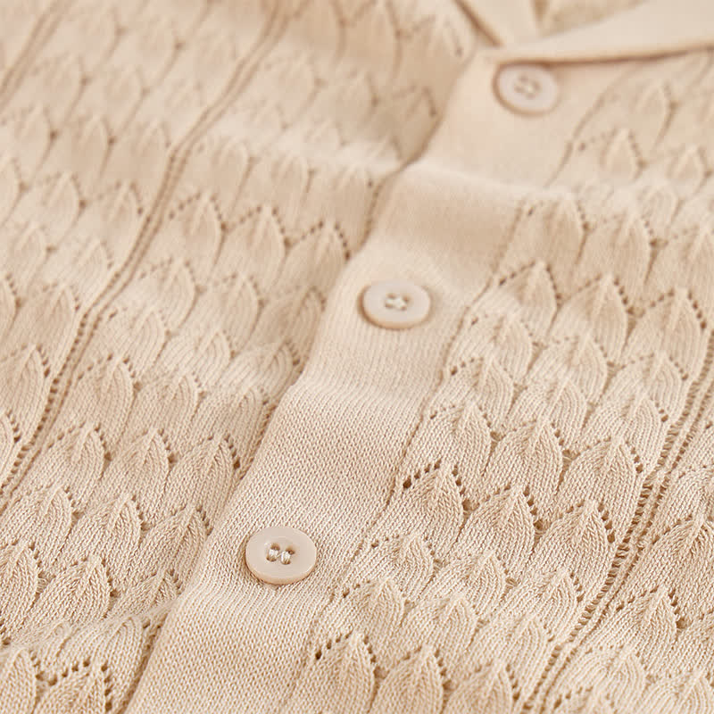 Camicia da uomo a tinta unita con colletto cubano in maglia - image 8