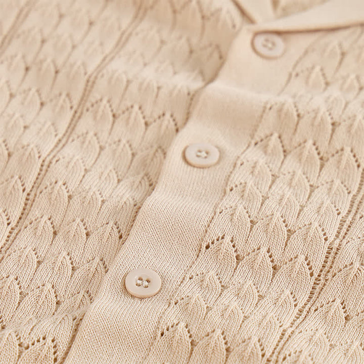 Camicia da uomo a tinta unita con colletto cubano in maglia - image 8