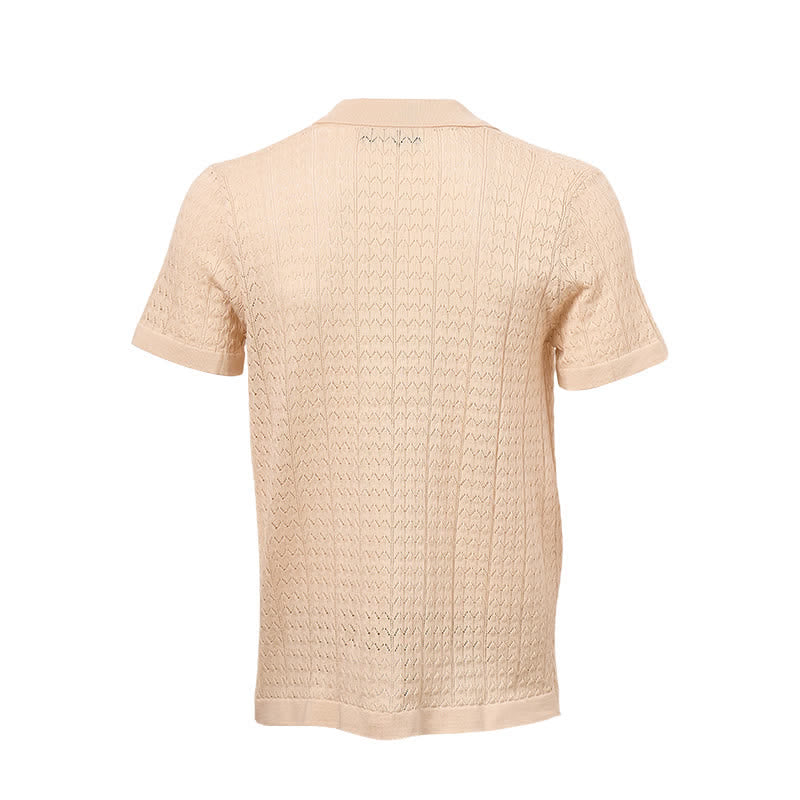 Camicia da uomo a tinta unita con colletto cubano in maglia - image 12