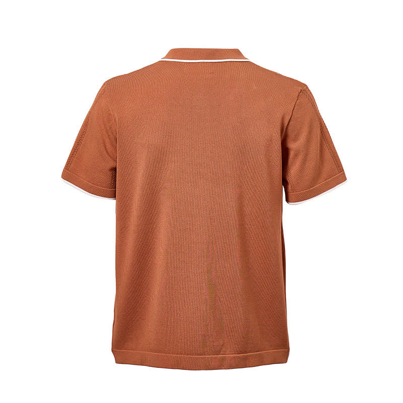 Camicia da uomo estiva casual in maglia con profili a contrasto - image 11