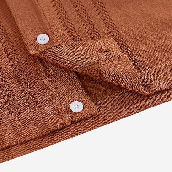 Camicia da uomo estiva casual in maglia con profili a contrasto - image 8