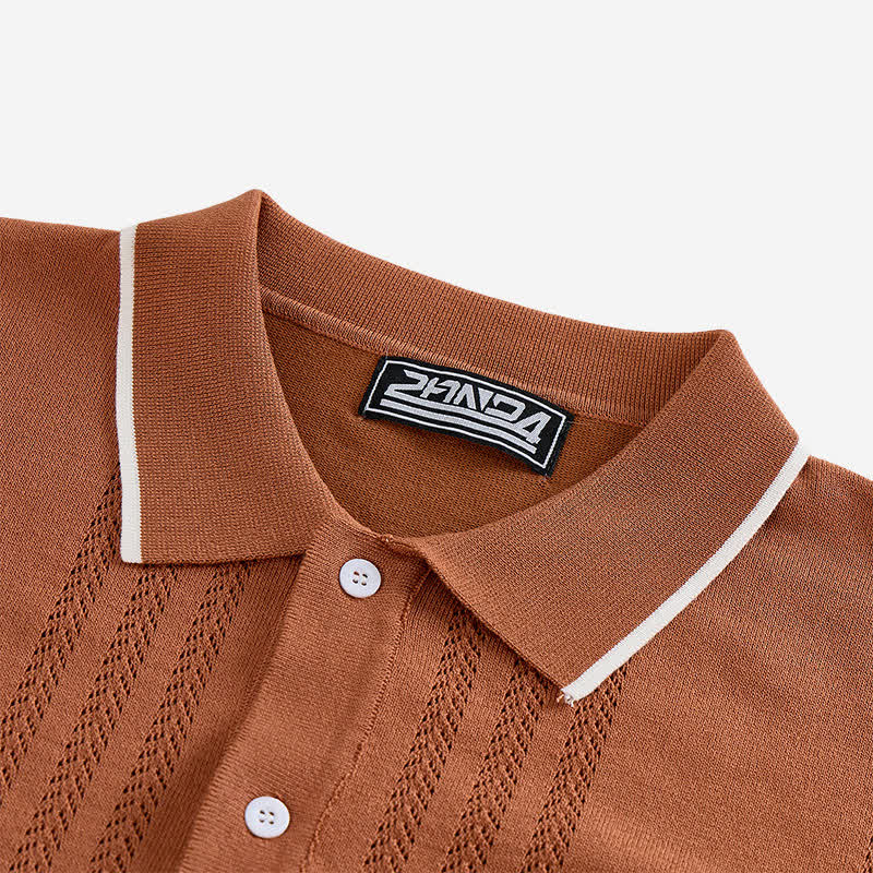 Camicia da uomo estiva casual in maglia con profili a contrasto - image 6