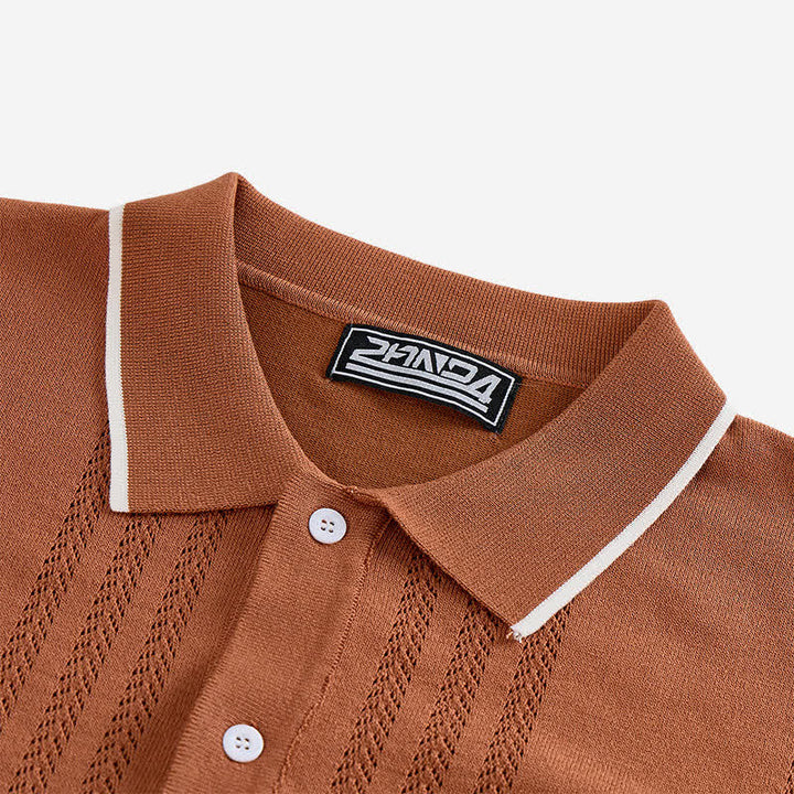 Camicia da uomo estiva casual in maglia con profili a contrasto - image 6