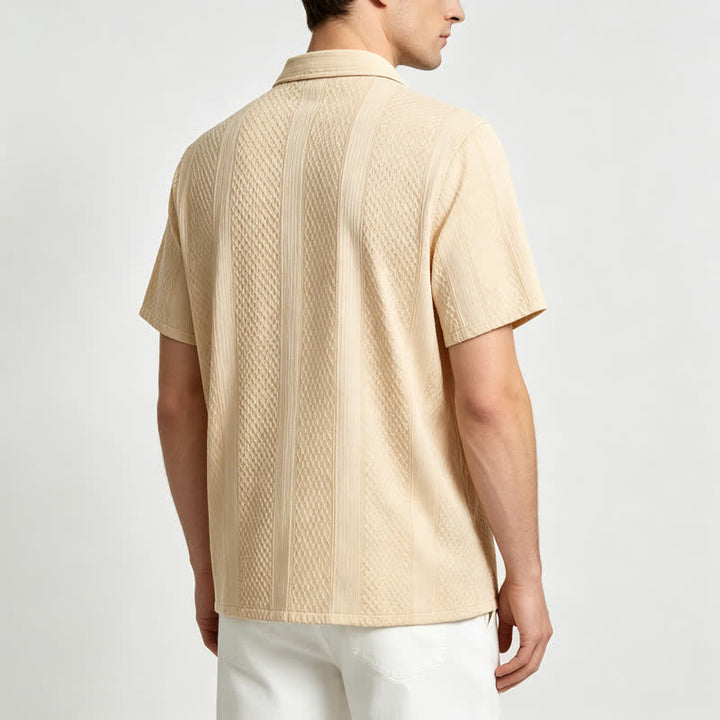 Camicia da uomo in maglia con motivo a rombi verticali in stile retrò street - image 2