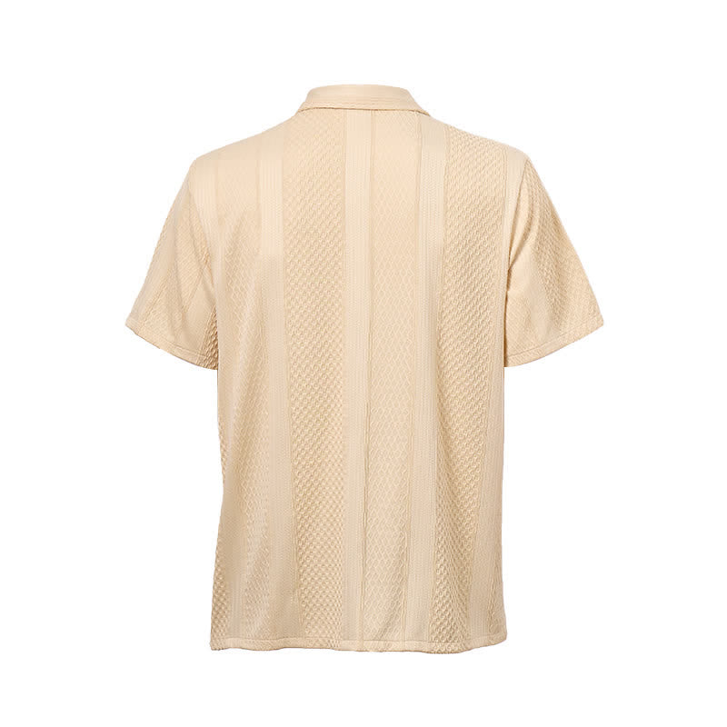 Camicia da uomo in maglia con motivo a rombi verticali in stile retrò street - image 10