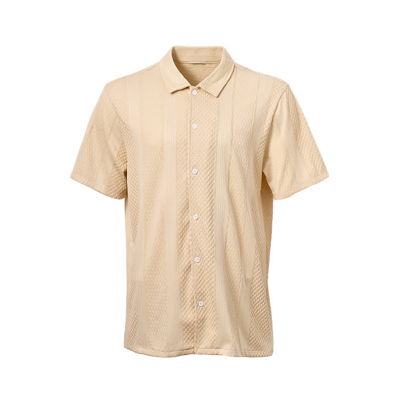 Camicia da uomo in maglia con motivo a rombi verticali in stile retrò street - image 9