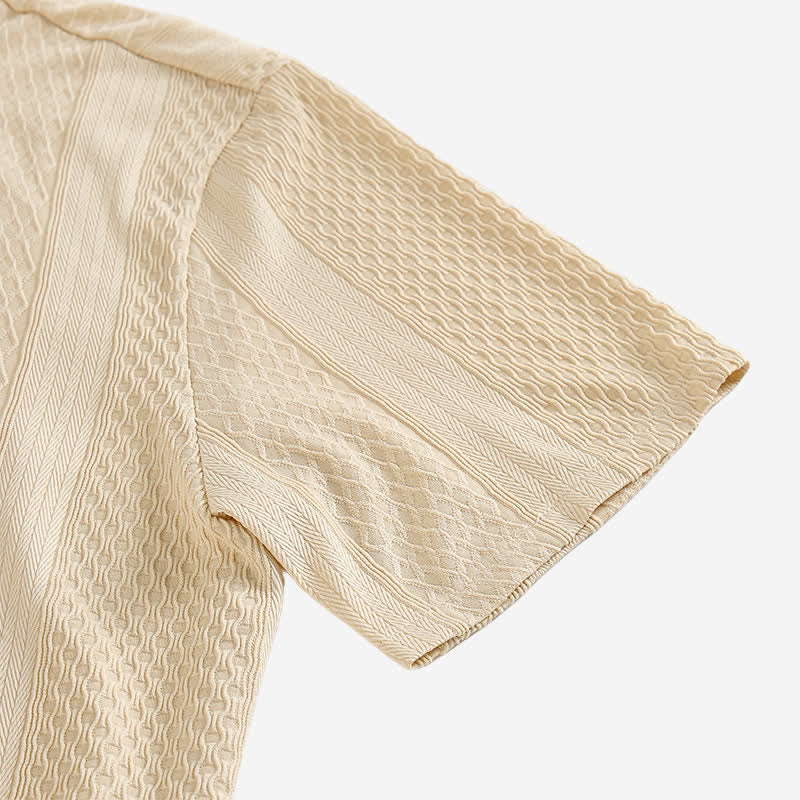 Camicia da uomo in maglia con motivo a rombi verticali in stile retrò street - image 8