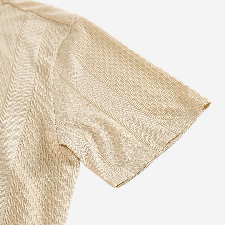 Camicia da uomo in maglia con motivo a rombi verticali in stile retrò street - image 8
