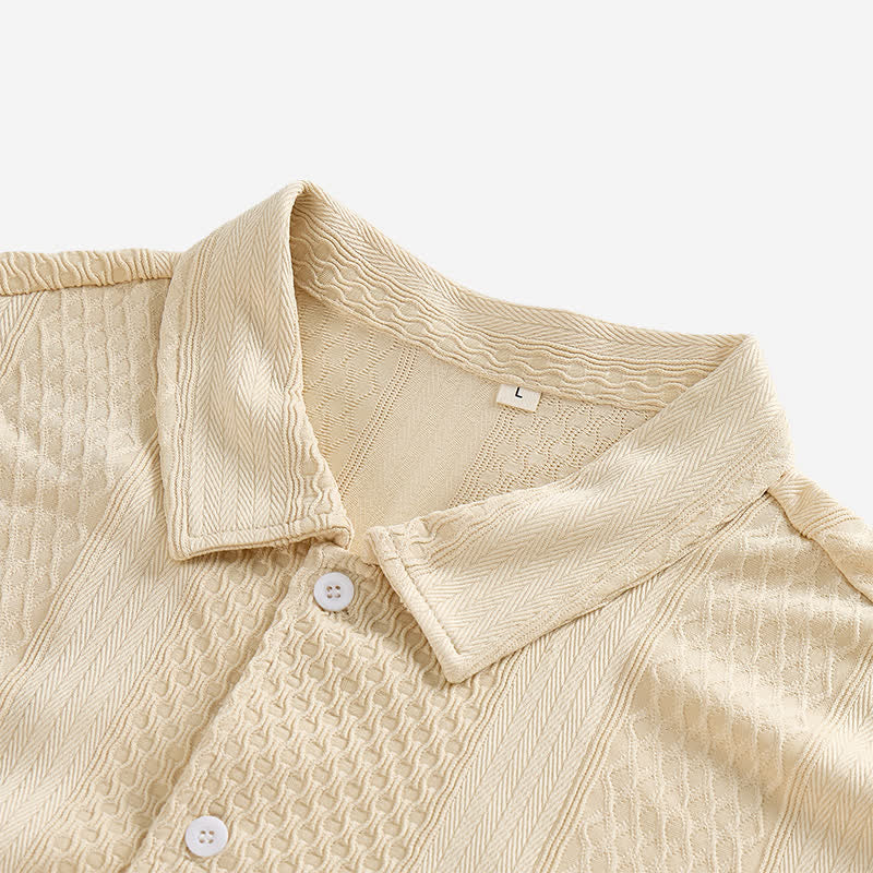 Camicia da uomo in maglia con motivo a rombi verticali in stile retrò street - image 5
