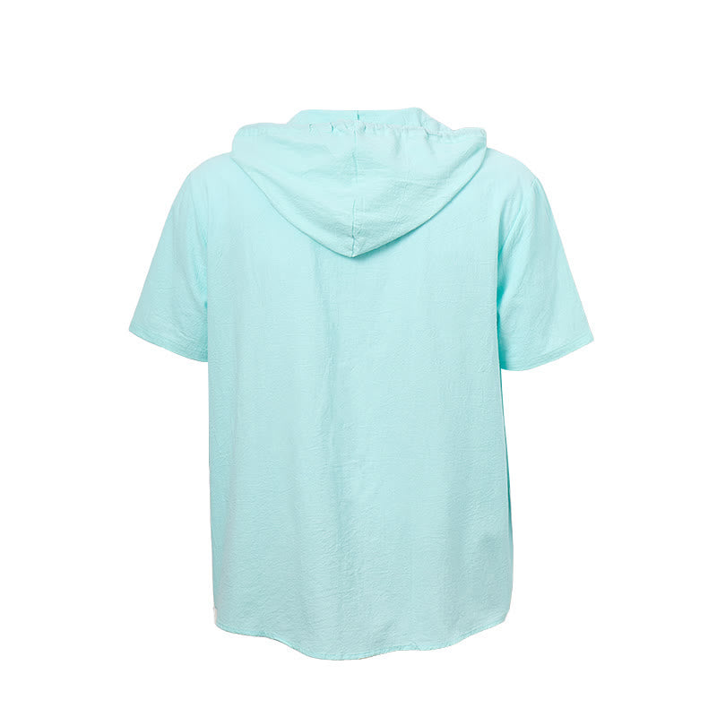 Camicia da uomo casual con cappuccio, leggera e sottile in lino - image 13