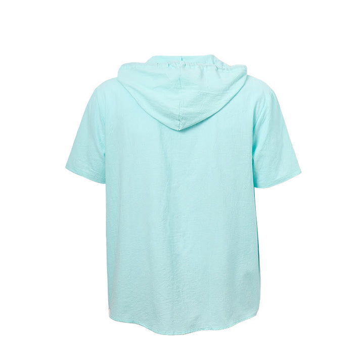 Camicia da uomo casual con cappuccio, leggera e sottile in lino - image 13