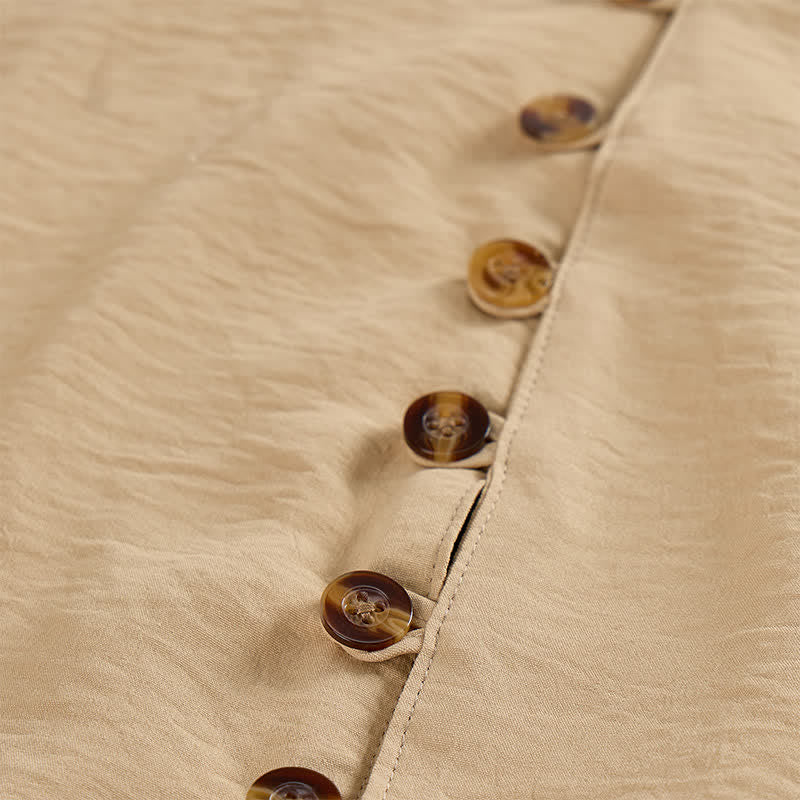 Camicia da uomo in misto lino con colletto alla coreana e design stropicciato. - image 7