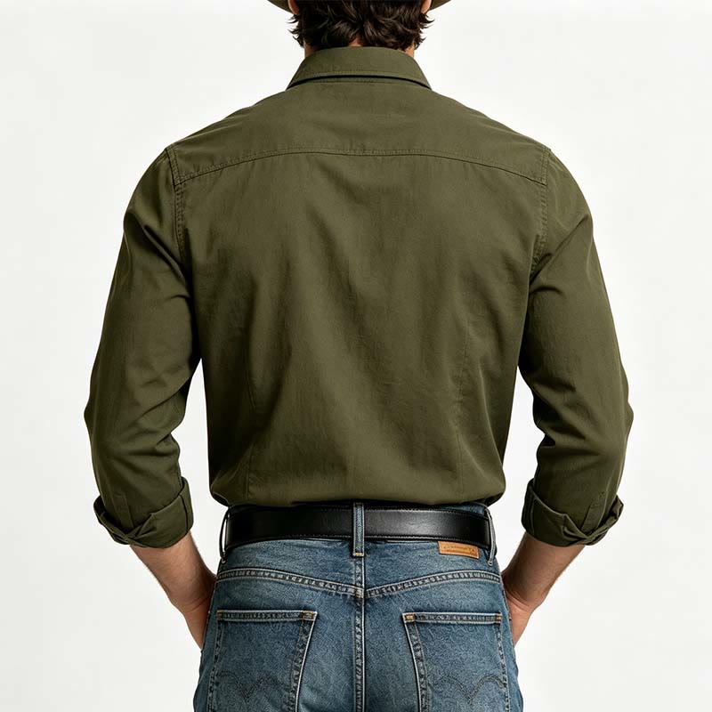 Camicia da lavoro da uomo a maniche lunghe con doppie tasche per attività all'aperto. - image 2