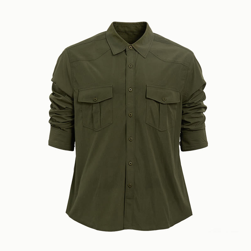 Camicia da lavoro da uomo a maniche lunghe con doppie tasche per attività all'aperto. - image 4