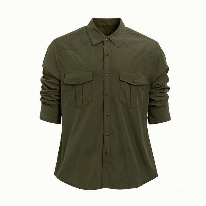 Camicia da lavoro da uomo a maniche lunghe con doppie tasche per attività all'aperto. - image 4
