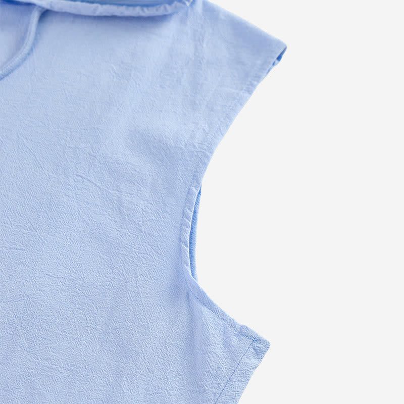 Gilet da vacanza da uomo senza maniche con cappuccio, camicia in lino - image 9