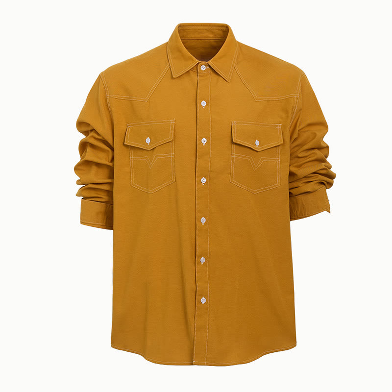 Camicia da uomo a maniche lunghe stile retrò western casual con bottoni - image 4