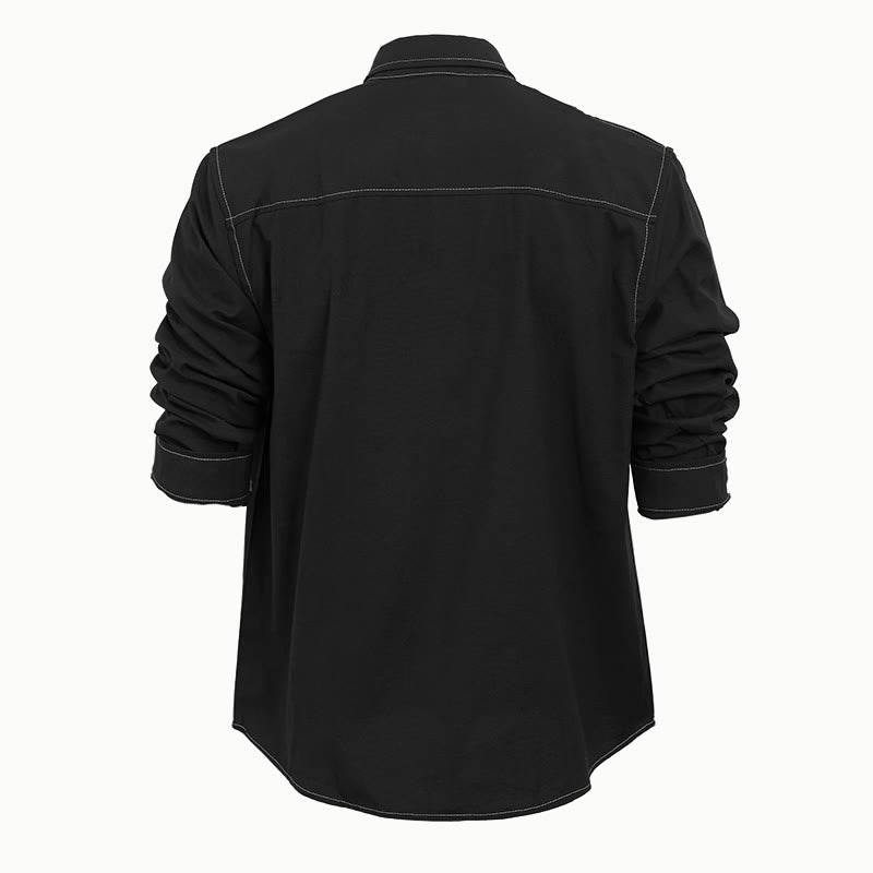 Camicia da uomo a maniche lunghe stile retrò western casual con bottoni - image 11