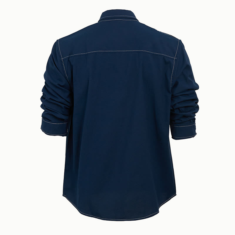 Camicia da uomo a maniche lunghe stile retrò western casual con bottoni - image 13