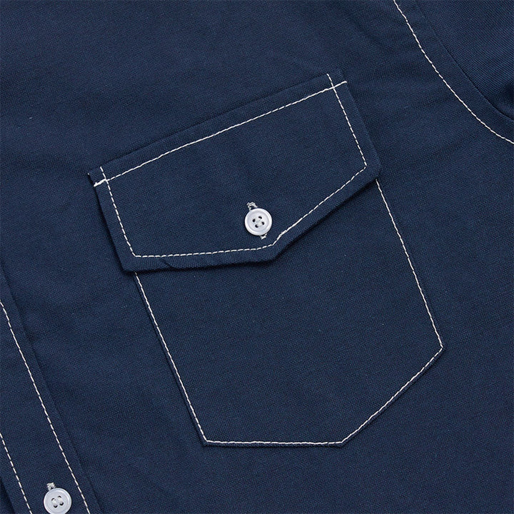 Camicia da uomo a maniche lunghe stile retrò western casual con bottoni - image 14