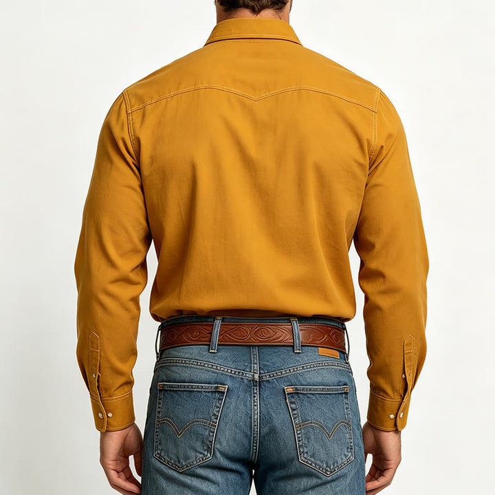 Camicia da uomo a maniche lunghe stile retrò western casual con bottoni - image 2