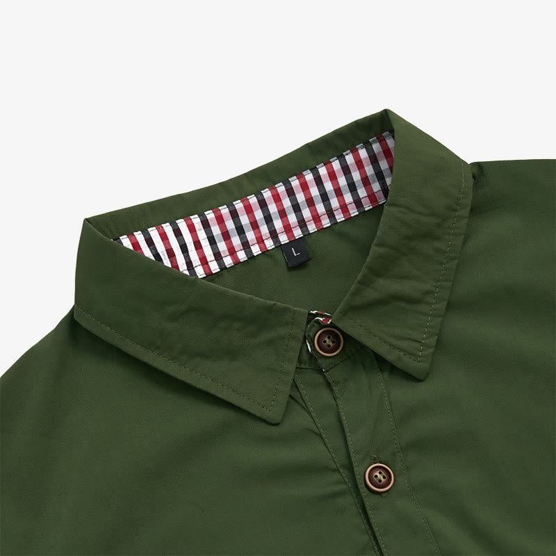 Camicia da uomo casual a maniche corte con taschino sul petto e finiture a quadri. - image 15