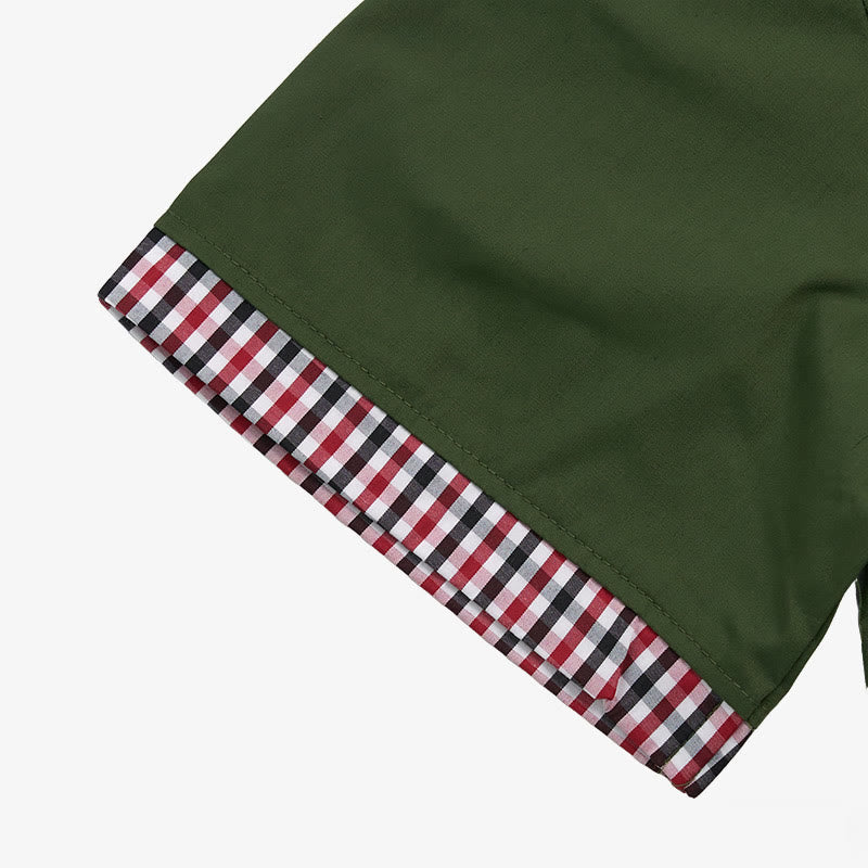 Camicia da uomo casual a maniche corte con taschino sul petto e finiture a quadri. - image 14