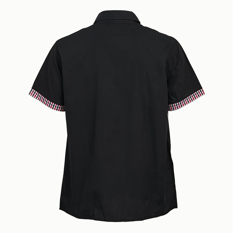 Camicia da uomo casual a maniche corte con taschino sul petto e finiture a quadri. - image 5