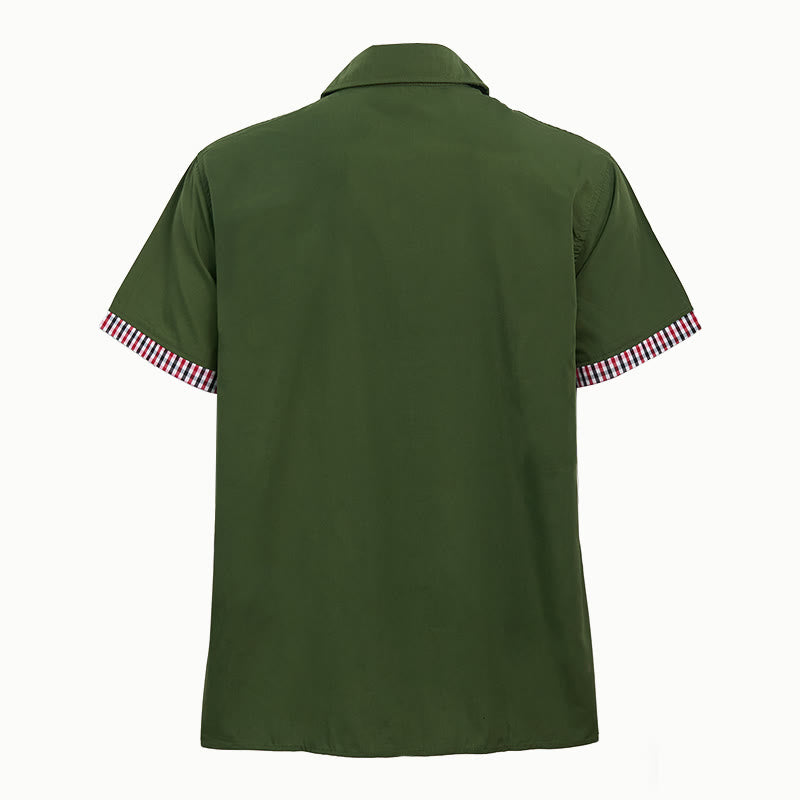 Camicia da uomo casual a maniche corte con taschino sul petto e finiture a quadri. - image 11