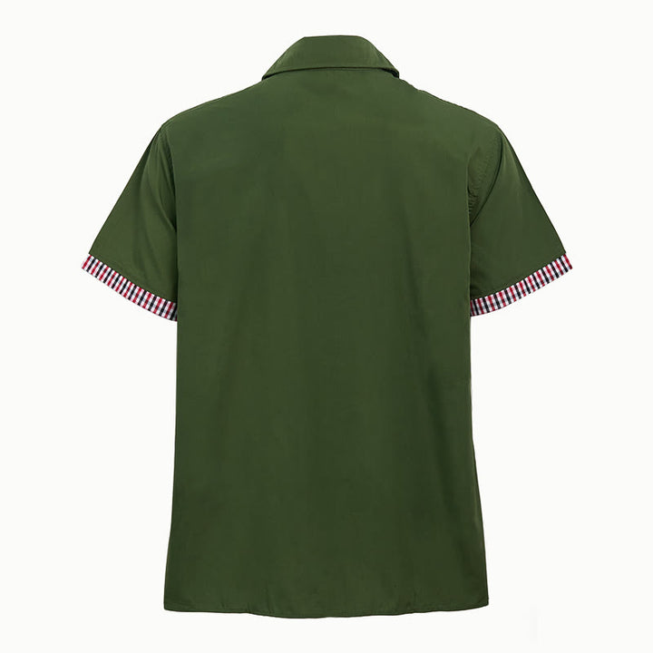 Camicia da uomo casual a maniche corte con taschino sul petto e finiture a quadri. - image 11