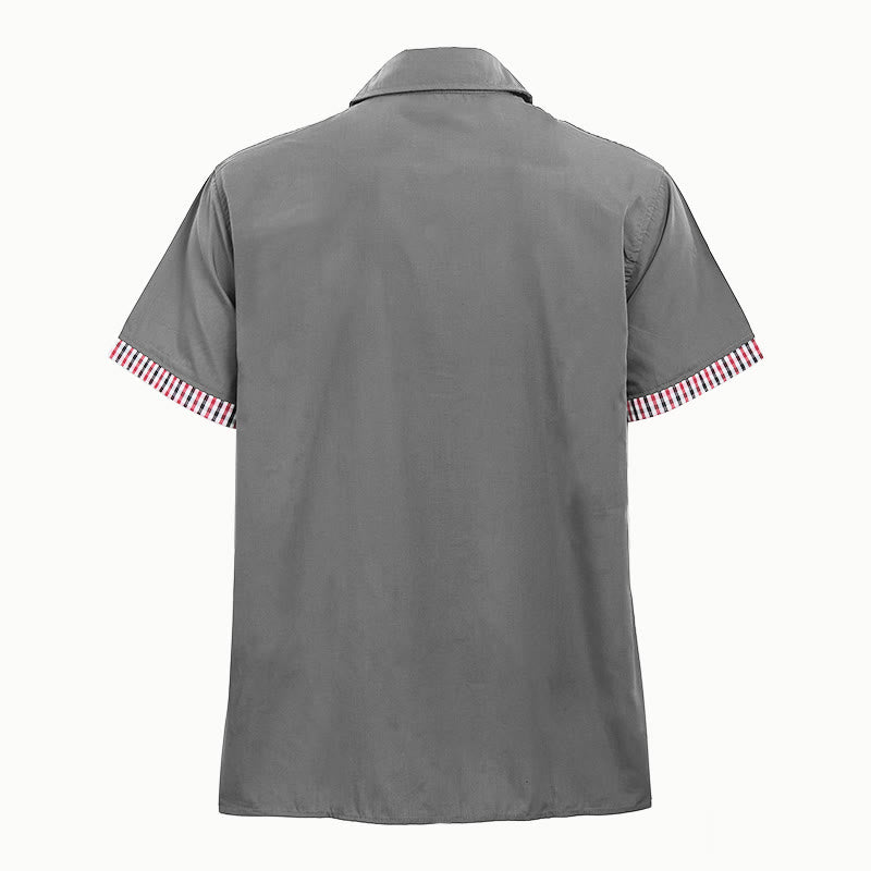 Camicia da uomo casual a maniche corte con taschino sul petto e finiture a quadri. - image 17